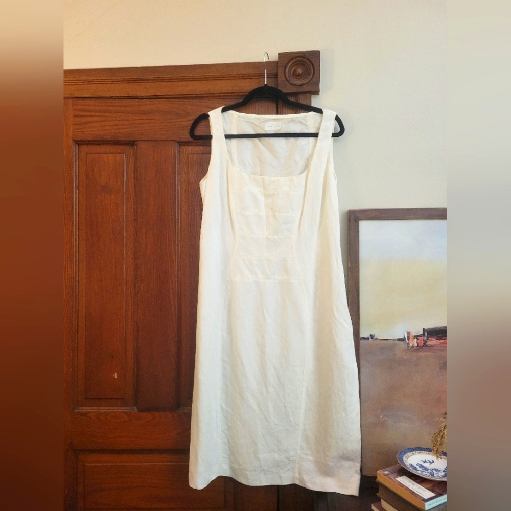 Vintage Parisian Cerruti 1881 Italian Made Cream Linen Shift Dress - Rare